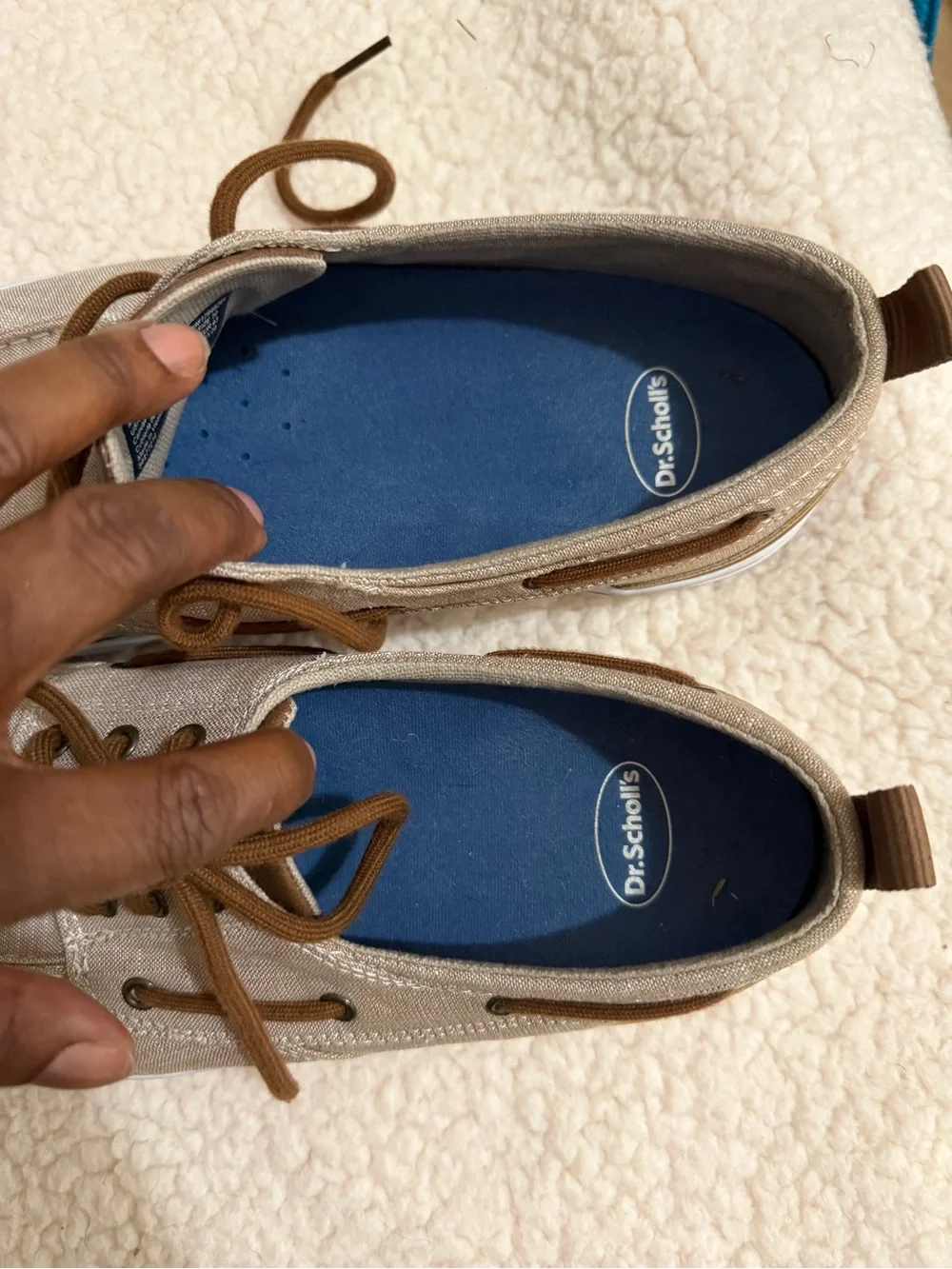 Dr. Scholl's Men's Boat Shoes in Taupe with Brown Laces